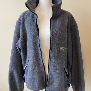 Eddie Bauer Gray Fleece Jacket with High Collar